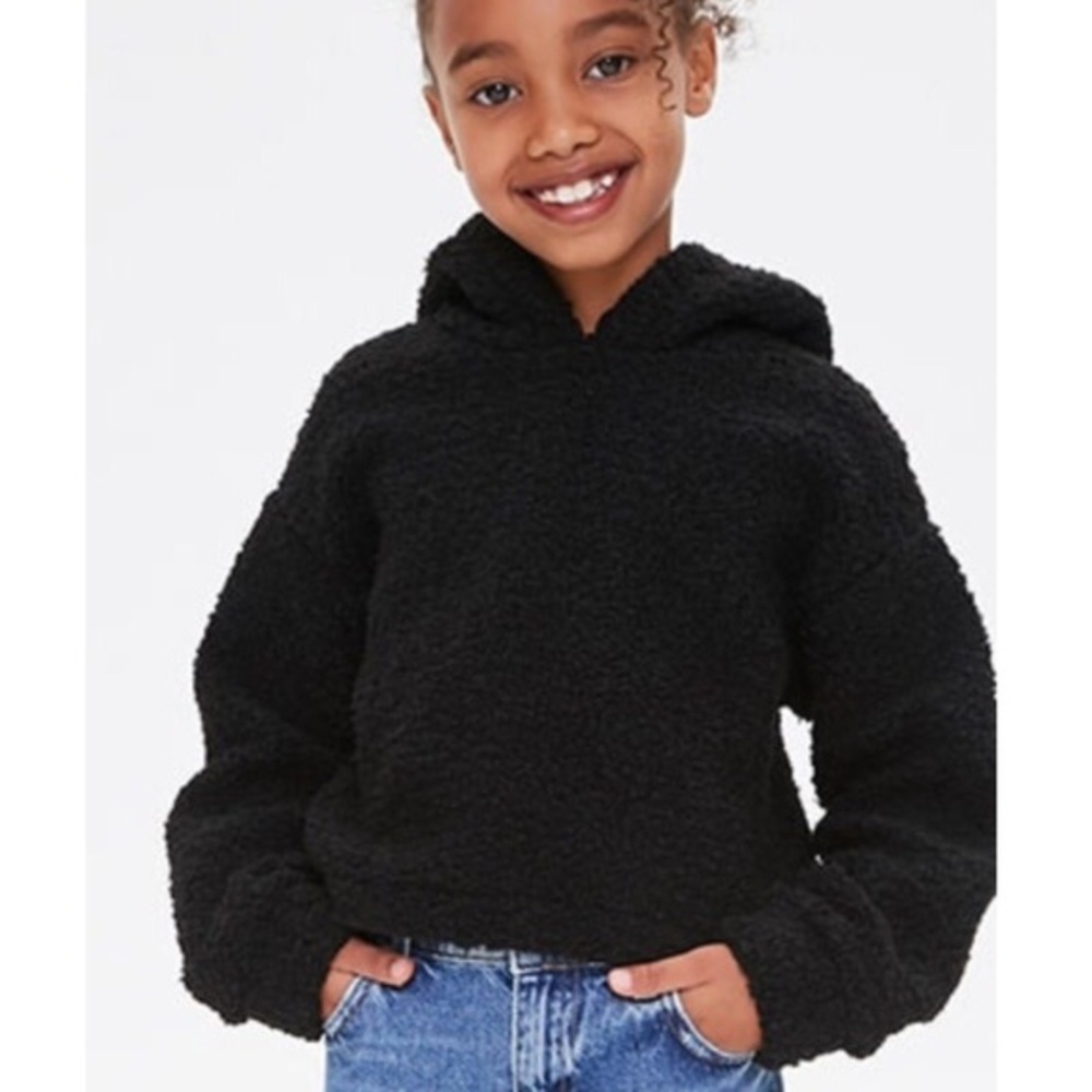 NWOT Girls Hooded Teddy Sherpa Sweater 7/8